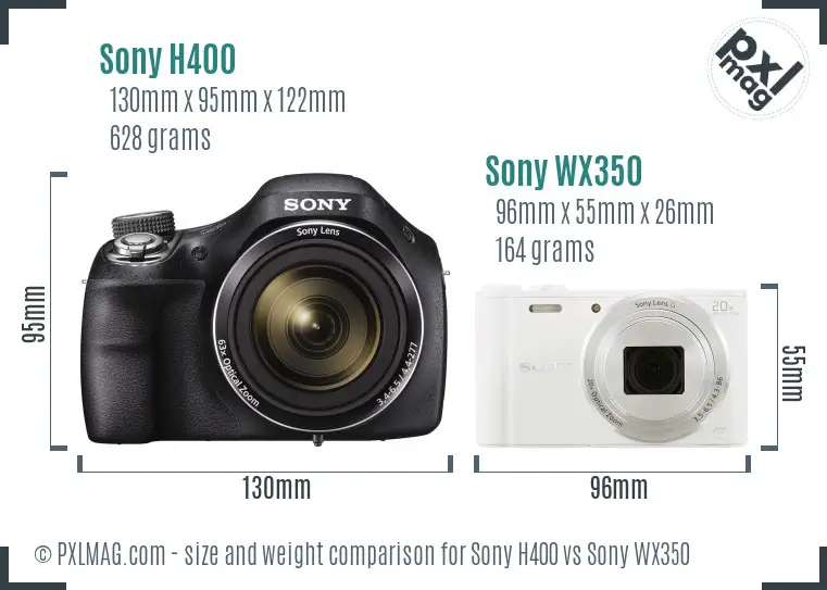 Sony H400 vs Sony WX350 size comparison