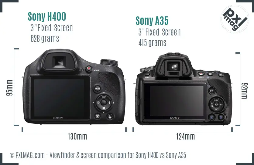 Sony H400 vs Sony A35 Screen and Viewfinder comparison