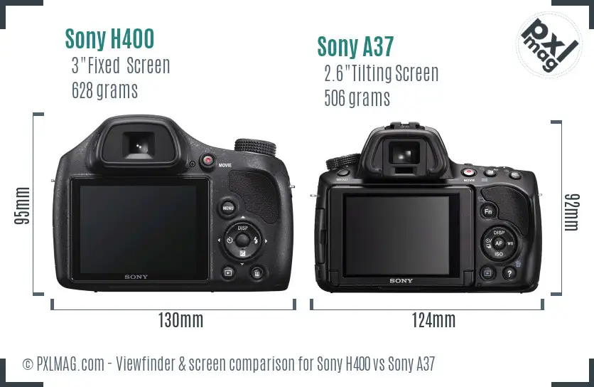 Sony H400 vs Sony A37 Screen and Viewfinder comparison