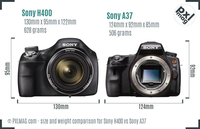 Sony H400 vs Sony A37 size comparison
