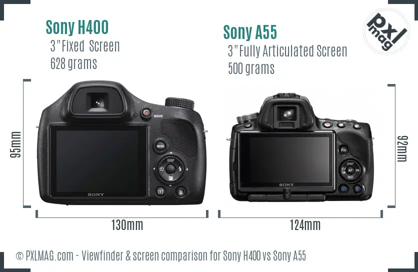 Sony H400 vs Sony A55 Screen and Viewfinder comparison