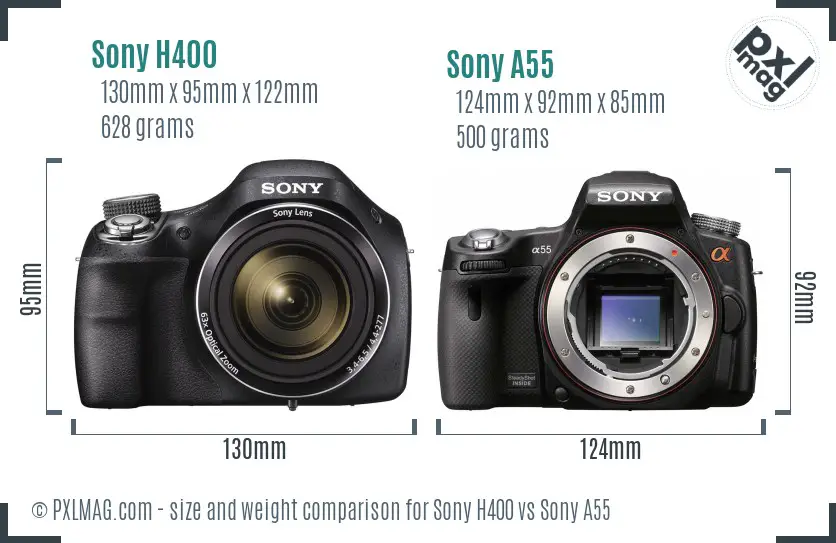 Sony H400 vs Sony A55 size comparison