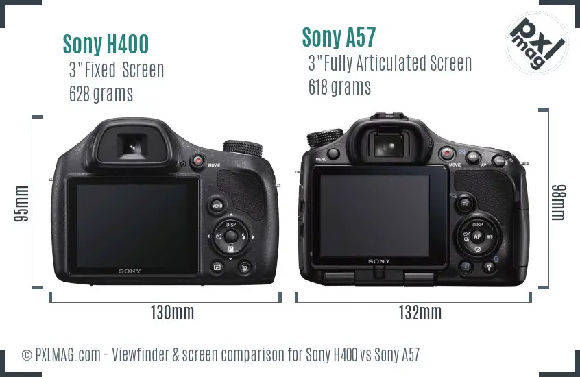 Sony H400 vs Sony A57 Screen and Viewfinder comparison