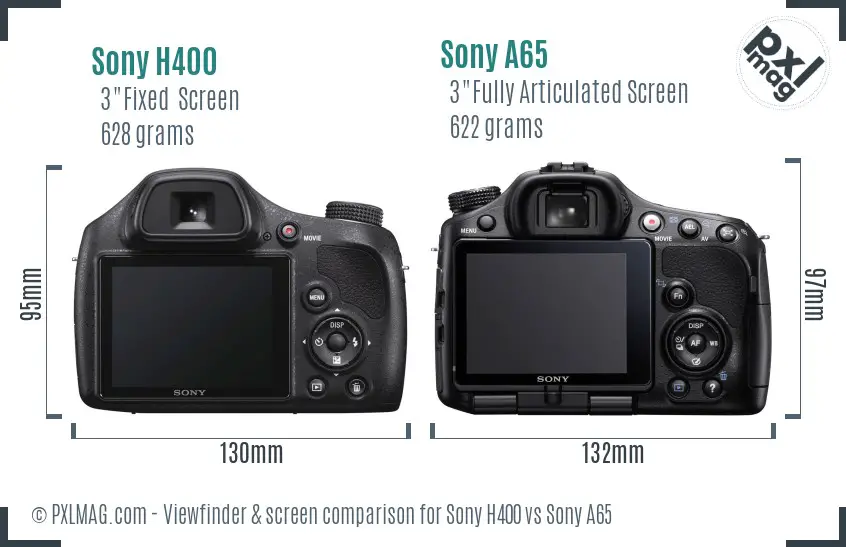 Sony H400 vs Sony A65 Screen and Viewfinder comparison