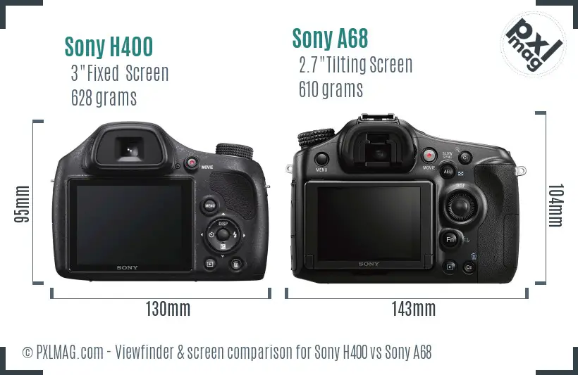 Sony H400 vs Sony A68 Screen and Viewfinder comparison