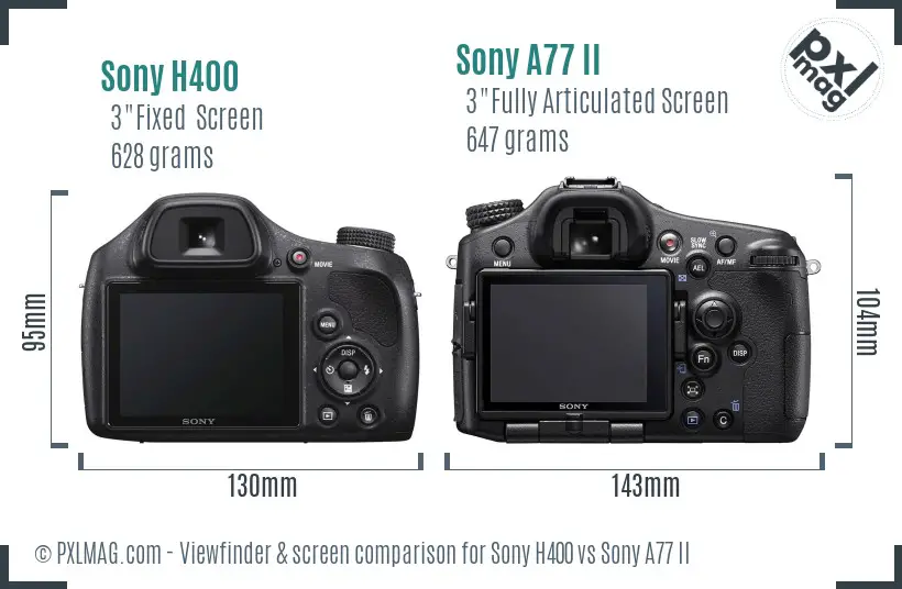 Sony H400 vs Sony A77 II Screen and Viewfinder comparison