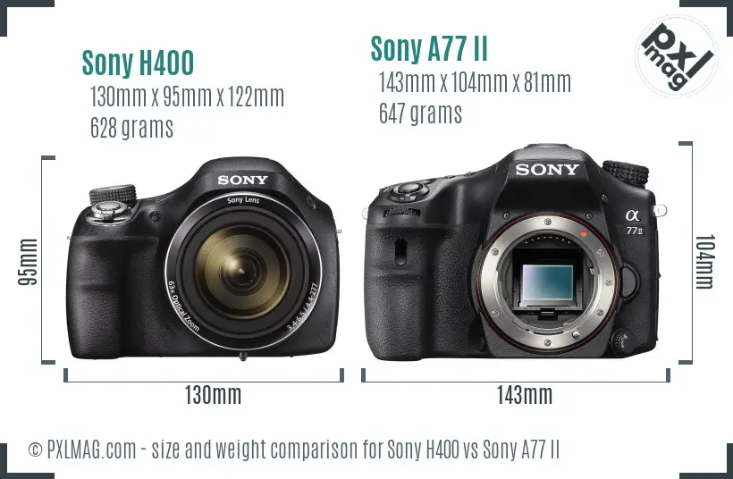 Sony H400 vs Sony A77 II size comparison