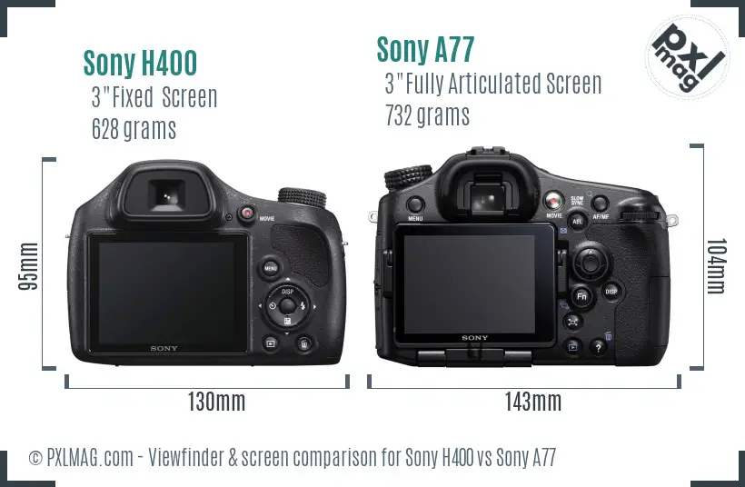 Sony H400 vs Sony A77 Screen and Viewfinder comparison