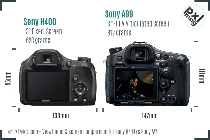 Sony H400 vs Sony A99 Screen and Viewfinder comparison