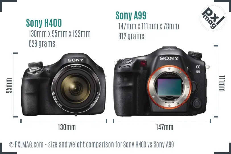 Sony H400 vs Sony A99 size comparison