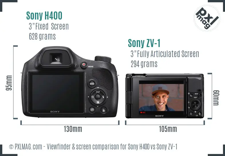 Sony H400 vs Sony ZV-1 Screen and Viewfinder comparison