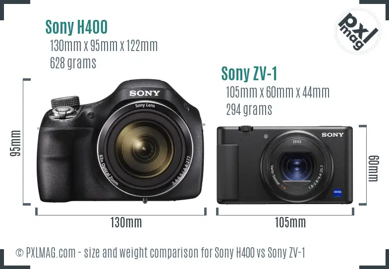 Sony H400 vs Sony ZV-1 size comparison