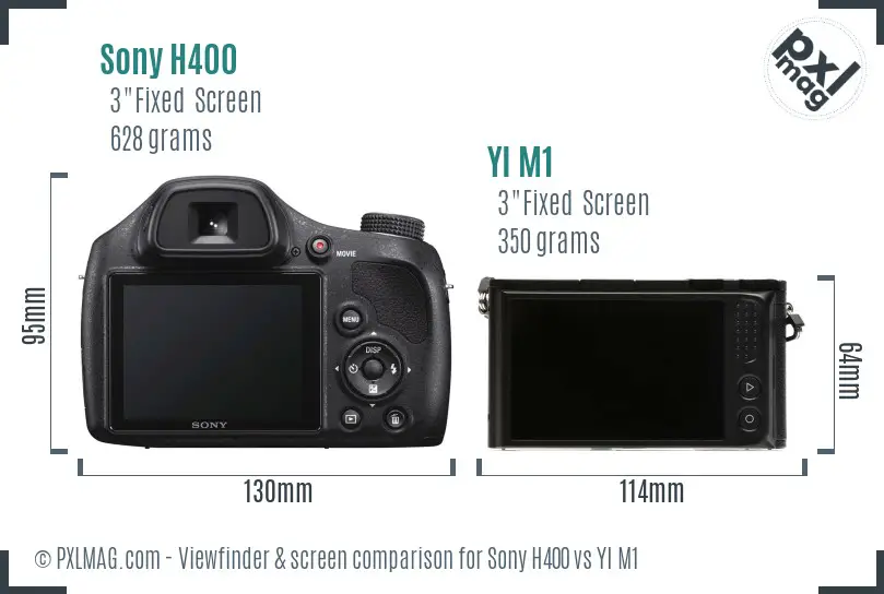 Sony H400 vs YI M1 Screen and Viewfinder comparison