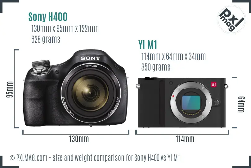 Sony H400 vs YI M1 size comparison
