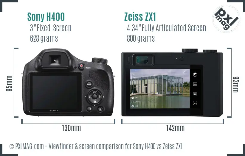 Sony H400 vs Zeiss ZX1 Screen and Viewfinder comparison