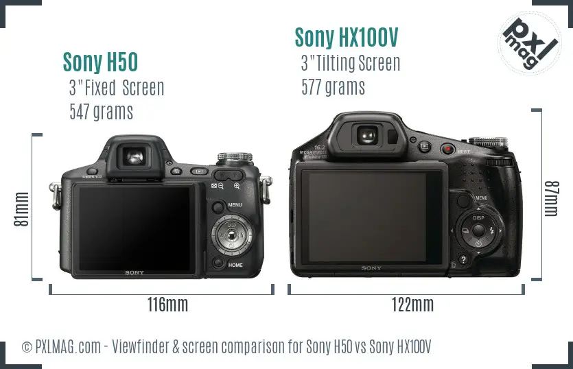 Sony H50 vs Sony HX100V Screen and Viewfinder comparison