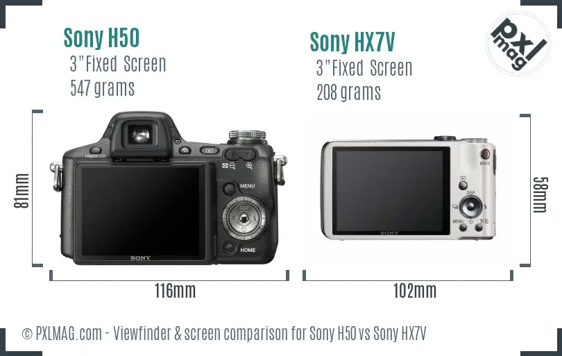 Sony H50 vs Sony HX7V Screen and Viewfinder comparison