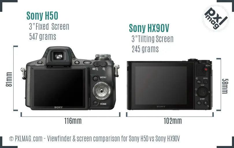 Sony H50 vs Sony HX90V Screen and Viewfinder comparison