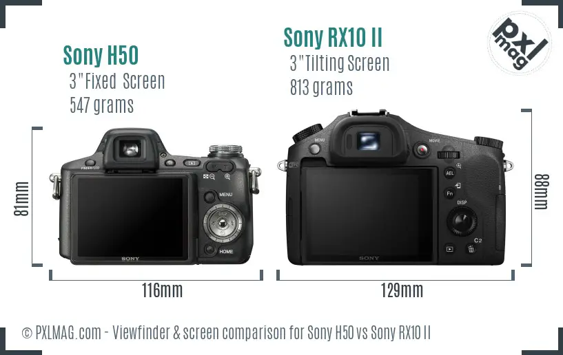 Sony H50 vs Sony RX10 II Screen and Viewfinder comparison