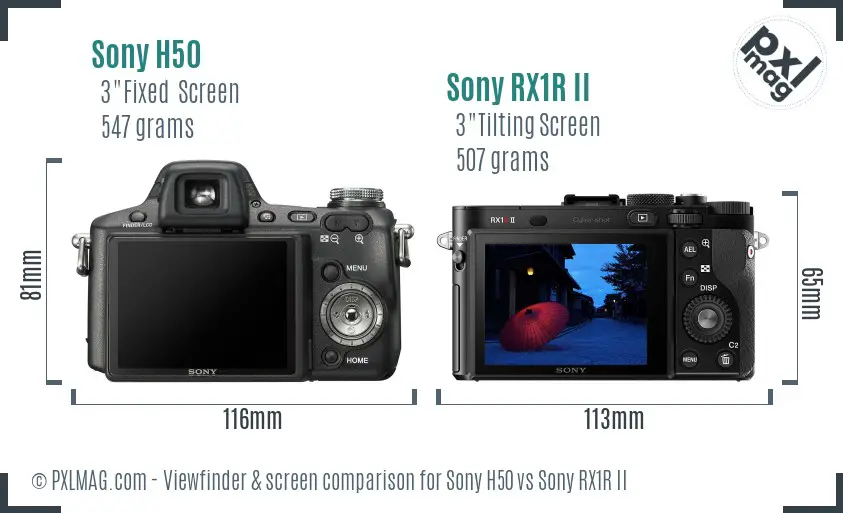 Sony H50 vs Sony RX1R II Screen and Viewfinder comparison