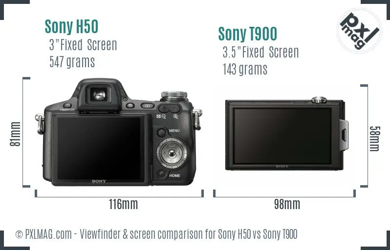 Sony H50 vs Sony T900 Screen and Viewfinder comparison