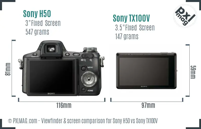 Sony H50 vs Sony TX100V Screen and Viewfinder comparison