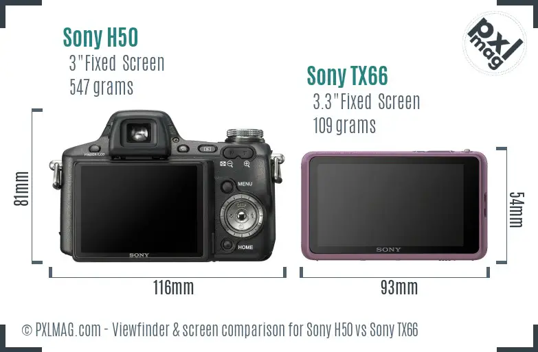 Sony H50 vs Sony TX66 Screen and Viewfinder comparison