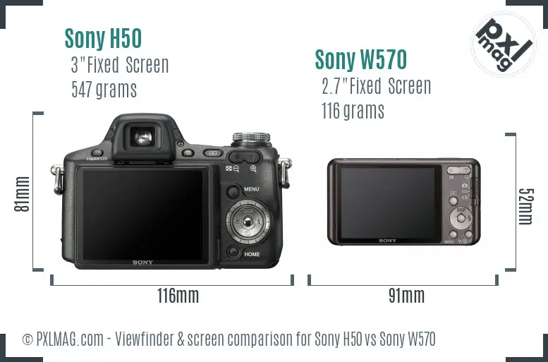 Sony H50 vs Sony W570 Screen and Viewfinder comparison