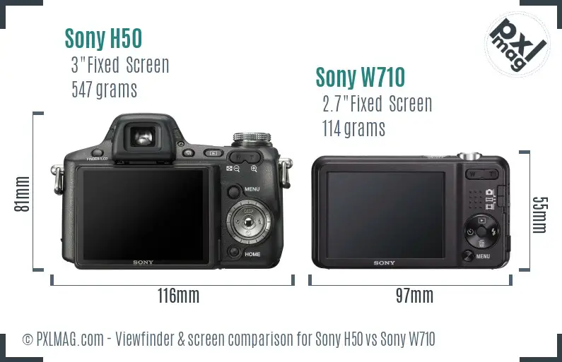 Sony H50 vs Sony W710 Screen and Viewfinder comparison