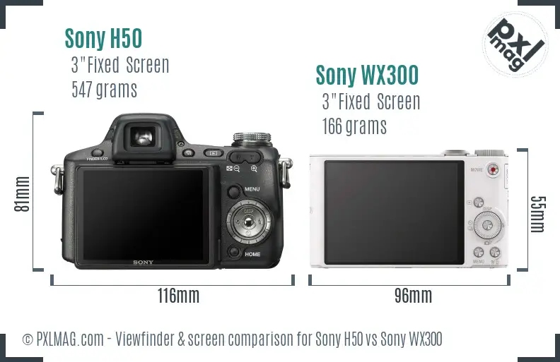 Sony H50 vs Sony WX300 Screen and Viewfinder comparison