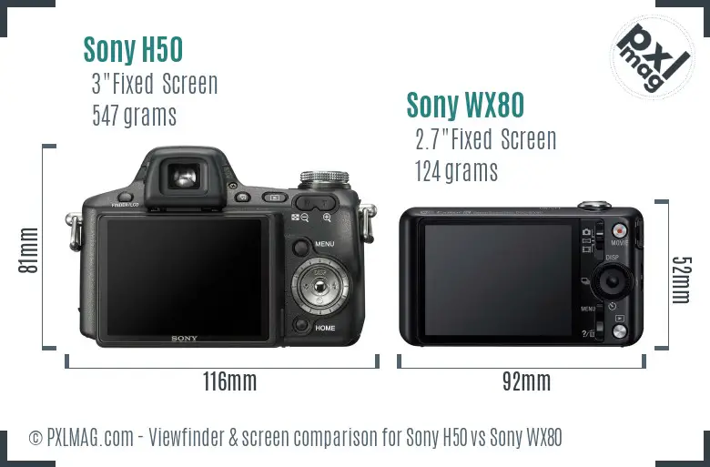 Sony H50 vs Sony WX80 Screen and Viewfinder comparison