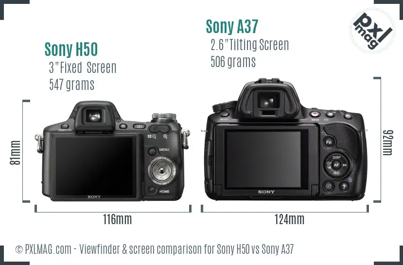 Sony H50 vs Sony A37 Screen and Viewfinder comparison