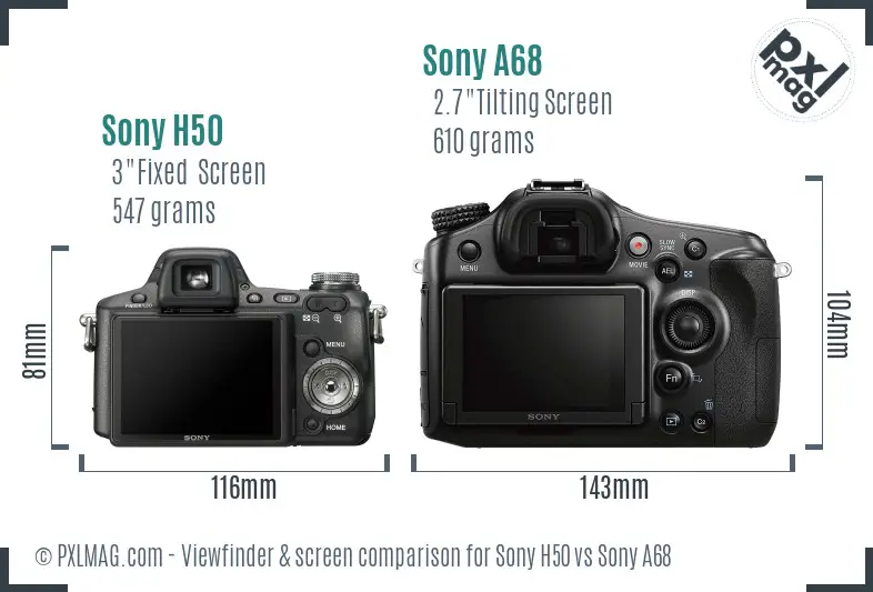 Sony H50 vs Sony A68 Screen and Viewfinder comparison