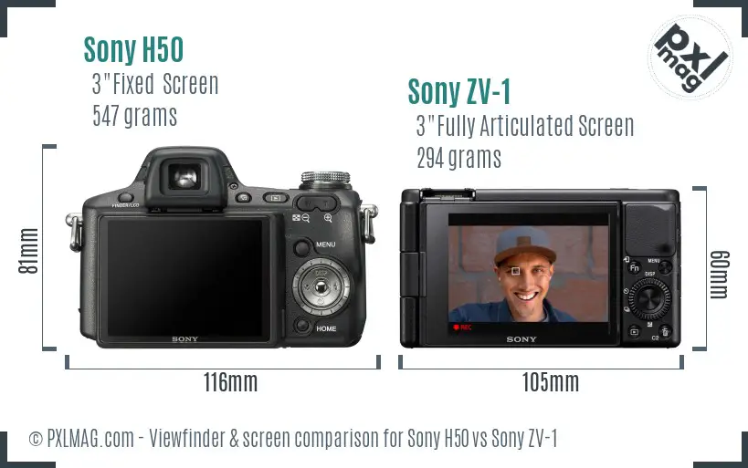 Sony H50 vs Sony ZV-1 Screen and Viewfinder comparison