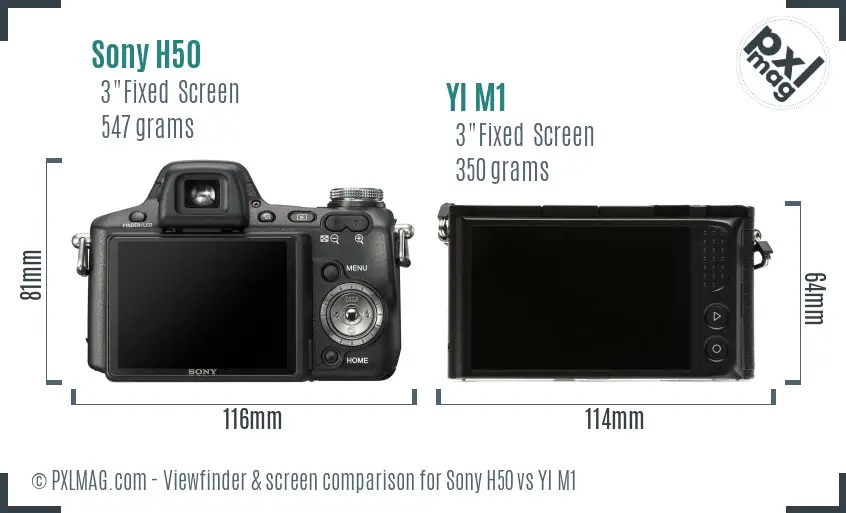 Sony H50 vs YI M1 Screen and Viewfinder comparison