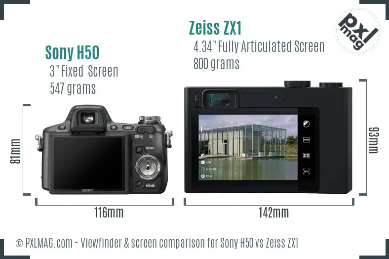 Sony H50 vs Zeiss ZX1 Screen and Viewfinder comparison