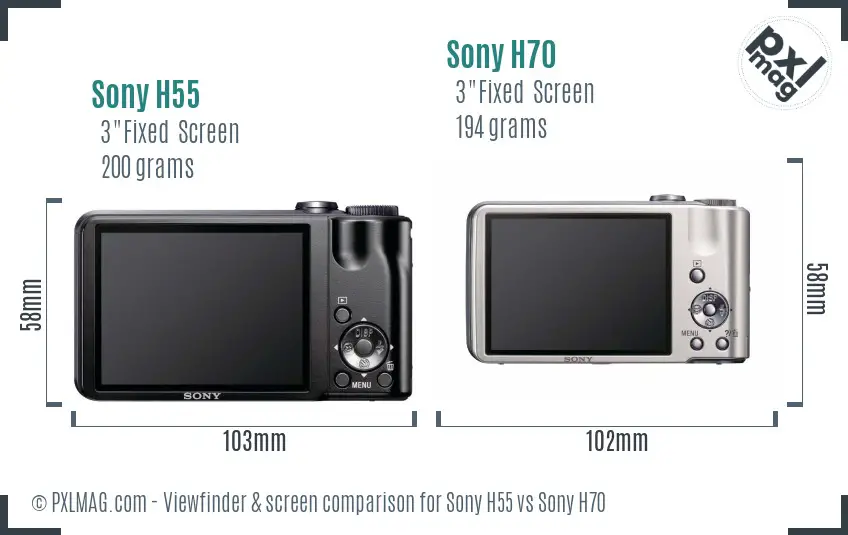 Sony H55 vs Sony H70 Screen and Viewfinder comparison