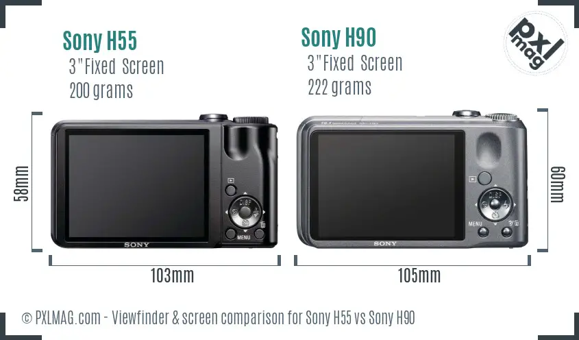 Sony H55 vs Sony H90 Screen and Viewfinder comparison