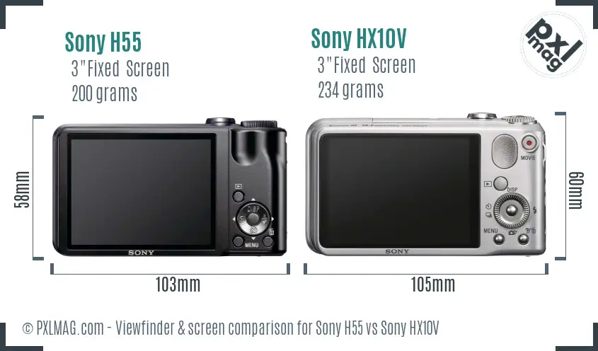 Sony H55 vs Sony HX10V Screen and Viewfinder comparison