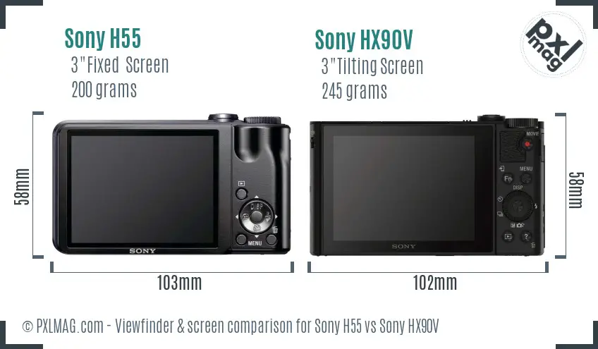 Sony H55 vs Sony HX90V Screen and Viewfinder comparison