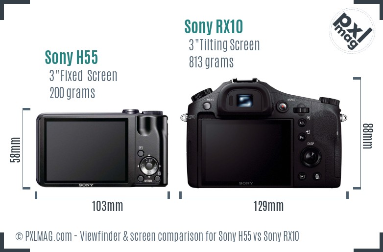 Sony H55 vs Sony RX10 Screen and Viewfinder comparison