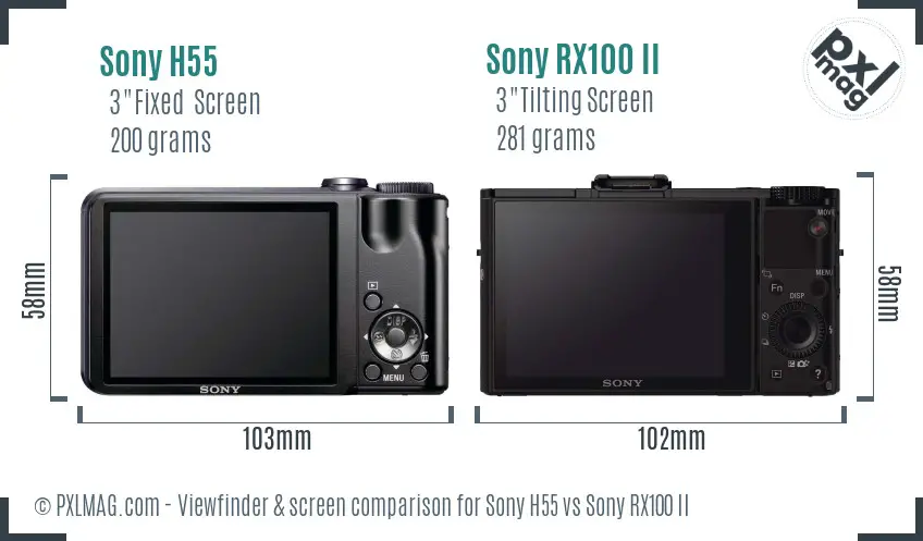 Sony H55 vs Sony RX100 II Screen and Viewfinder comparison