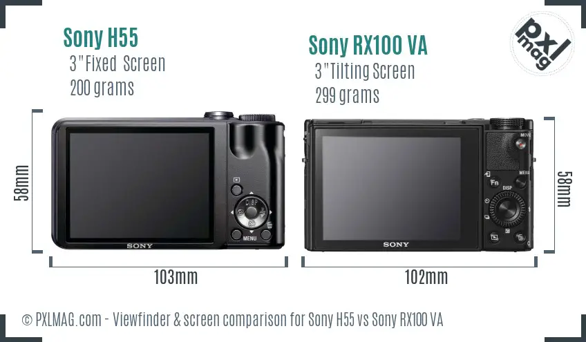 Sony H55 vs Sony RX100 VA Screen and Viewfinder comparison