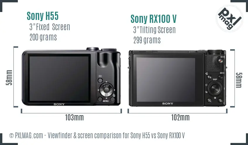Sony H55 vs Sony RX100 V Screen and Viewfinder comparison