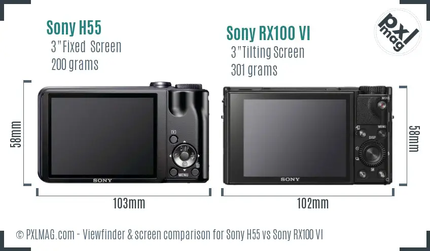 Sony H55 vs Sony RX100 VI Screen and Viewfinder comparison