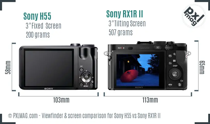 Sony H55 vs Sony RX1R II Screen and Viewfinder comparison