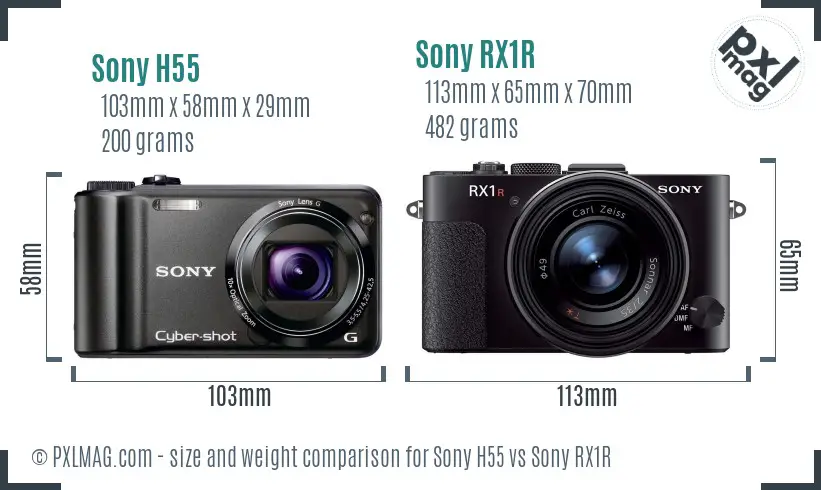 Sony H55 vs Sony RX1R size comparison