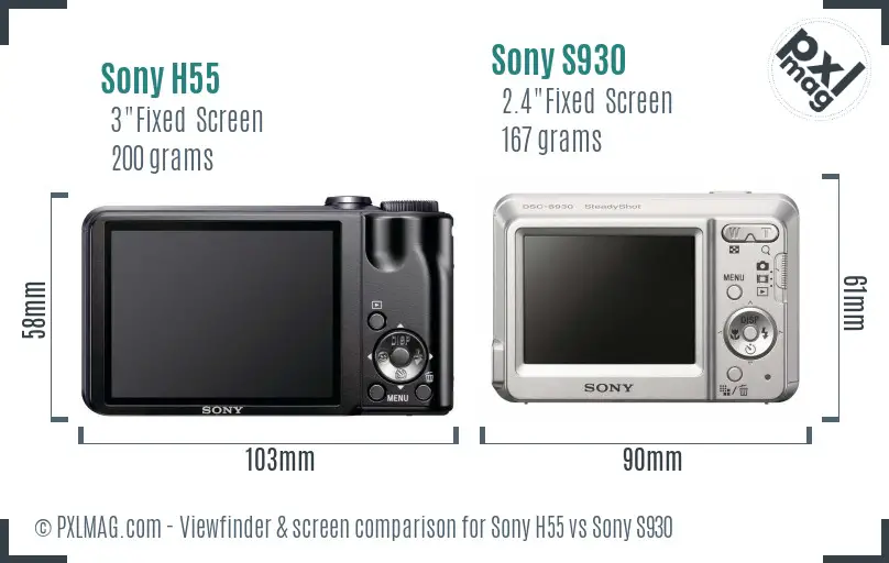 Sony H55 vs Sony S930 Screen and Viewfinder comparison