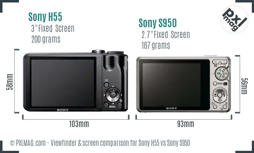 Sony H55 vs Sony S950 Screen and Viewfinder comparison