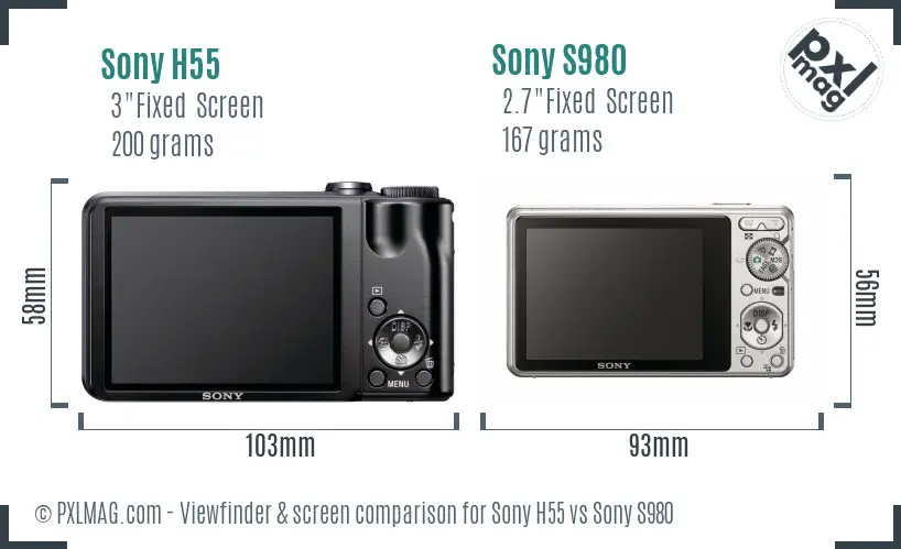 Sony H55 vs Sony S980 Screen and Viewfinder comparison
